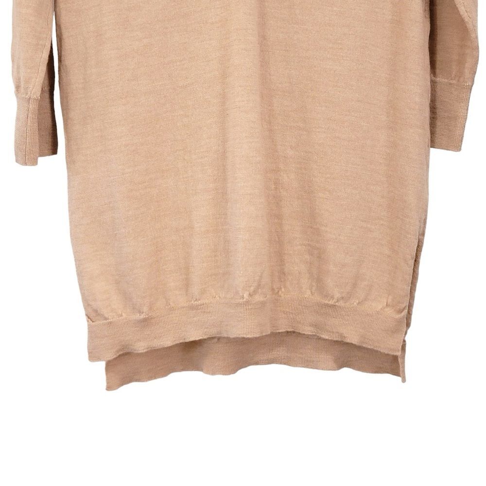 Anthropologie Moth Double V Neck 100% Extra Fine Merino Wool Warm Tan Sweater XS - Picture 4 of 10